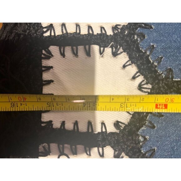 nwt fringed croucheted blouse by adore denim blues black fringes unique dressy l - Picture 11 of 13